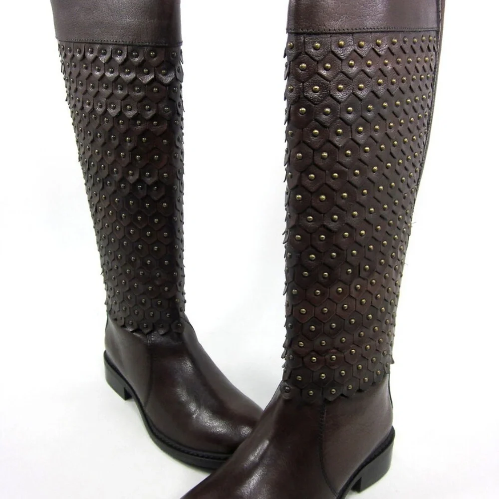 NEW Luichiny Tough Stuff Boot Studded Hardware Boots Brown sz 11